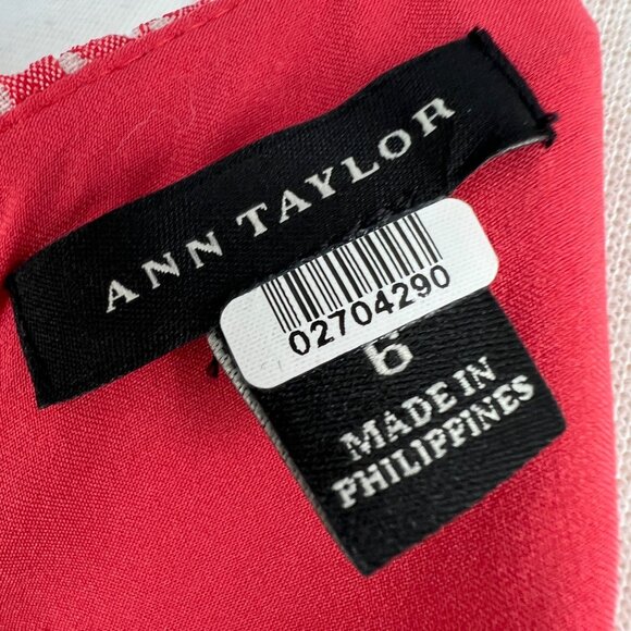 Ann Taylor Coral Pink Patterned Sleeveless Sheath Dress Size 6 - Picture 9 of 12
